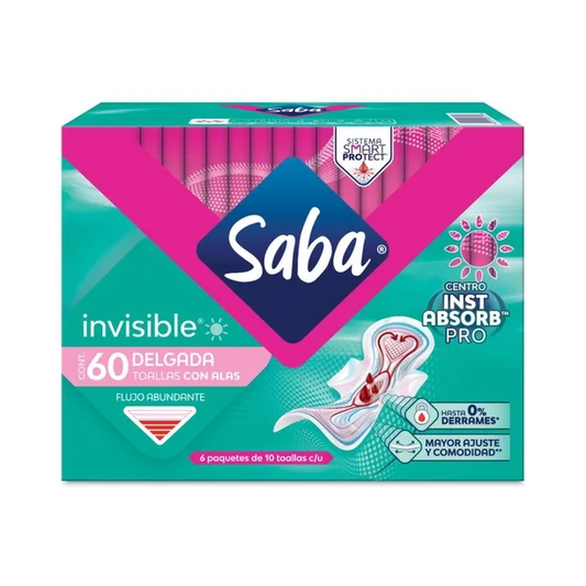 Toallas Femeninas Saba Invisible Buenos Días con Alas 60 pzas