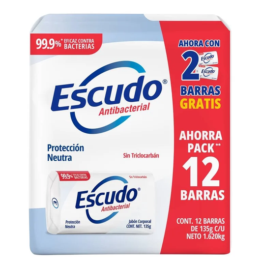 Jabón en Barra Escudo Escudo Neutro Protect 12 pzas de 135 g c/u